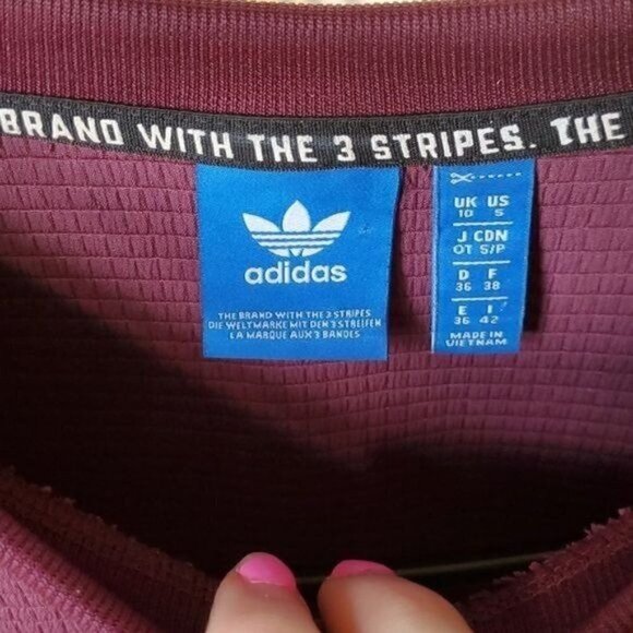 Adidas Trefoil Big Logo Graphic Crewneck Banded Embellish Waist Sz S Sweatshirt - Picture 2 of 10